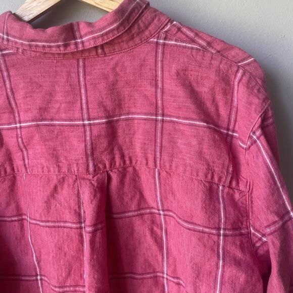 Vintage Studio Works Womens Button Down Size XL 100% Linen Plaid Pink - Picture 3 of 9